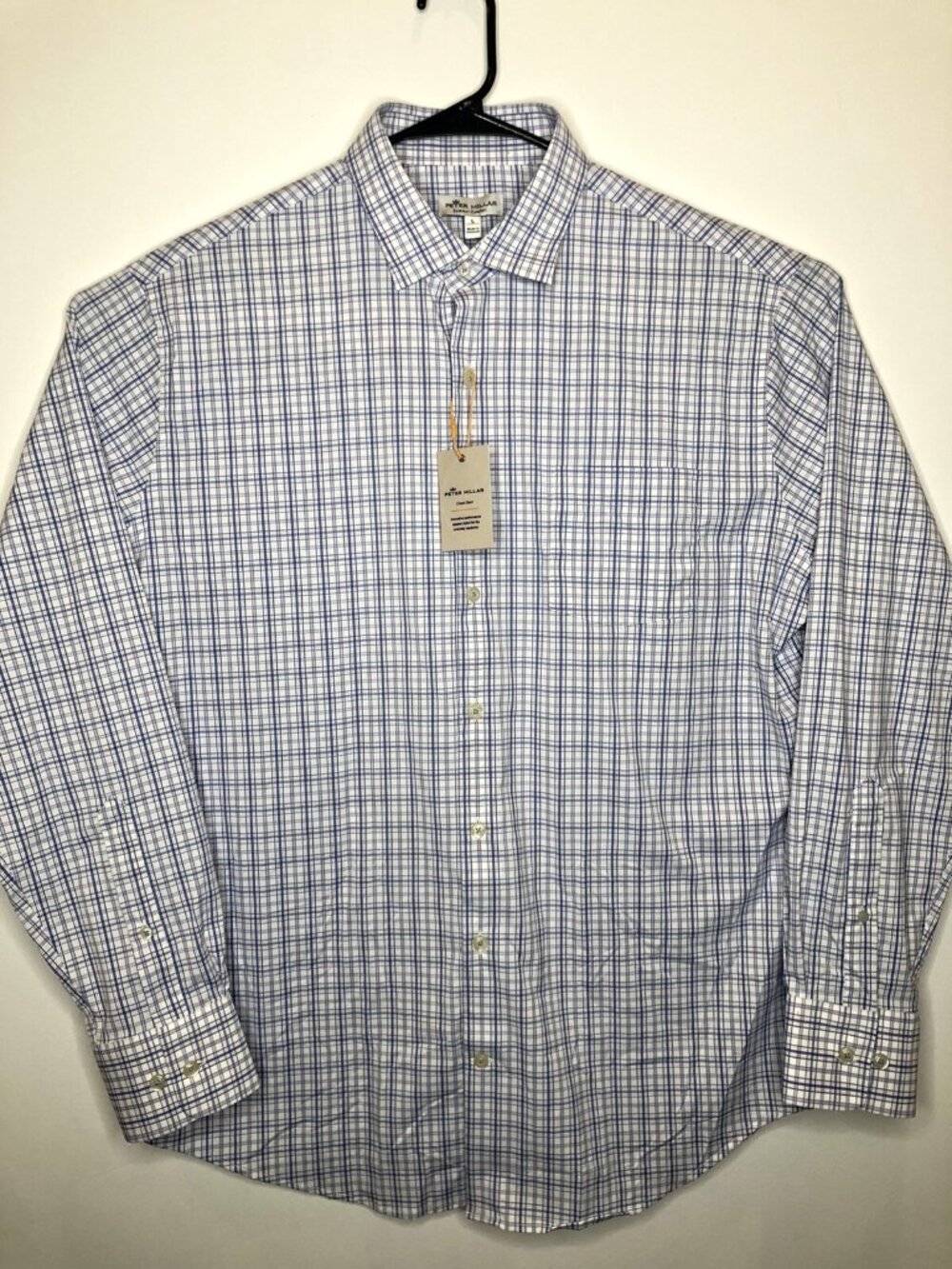 Peter Millar Crown Summer Comfort Small Long Sleeve Plaid Shirt Blue XXL